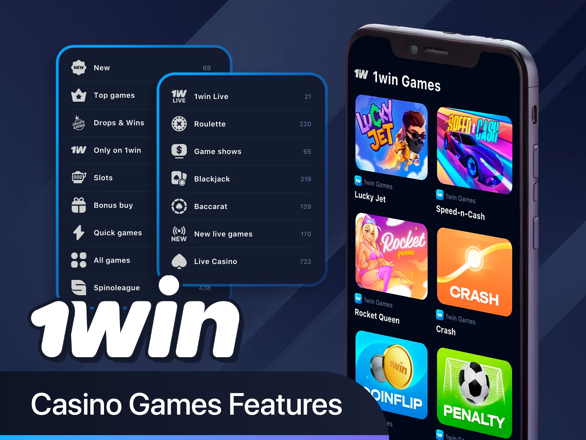Mobil cihazınızda 1win casino ile slot oyunları, kart oyunları ve daha fazlasını oynayın.