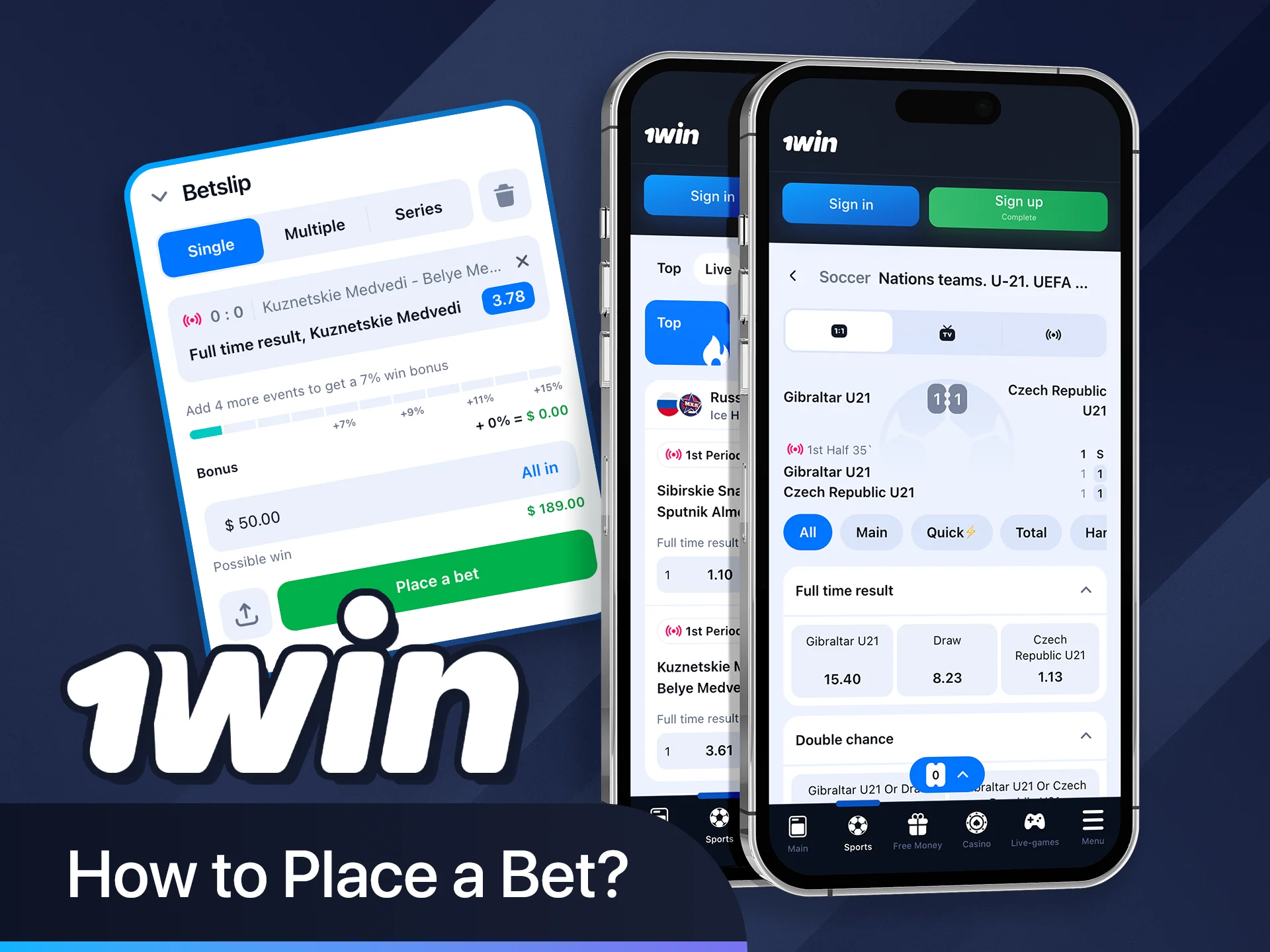 1win uygulamasında ilk bahsinizi nasıl yapacağınızı öğrenin.