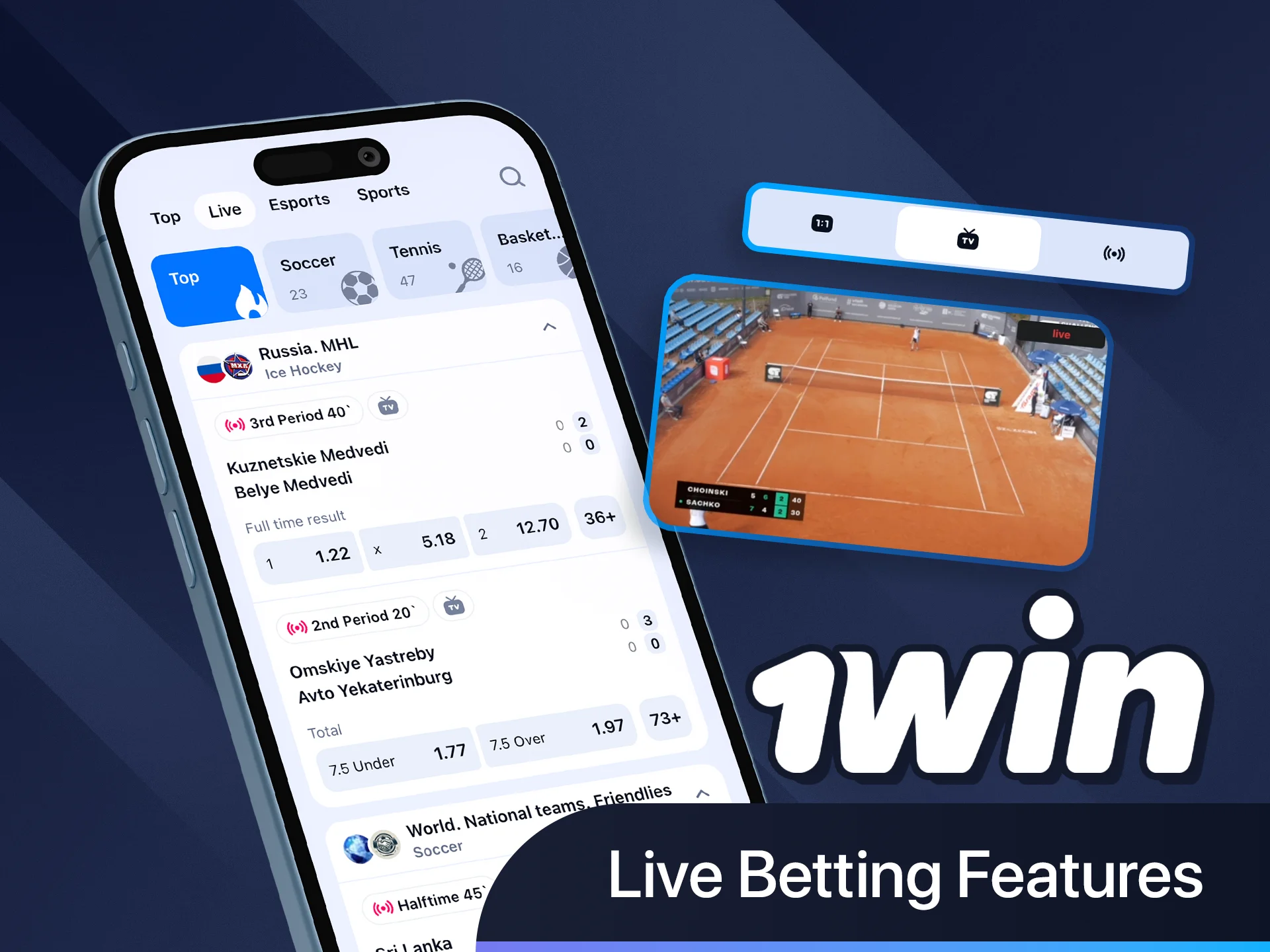 1win uygulamasında hızlı ve dinamik canlı bahis deneyimini yaşayın.