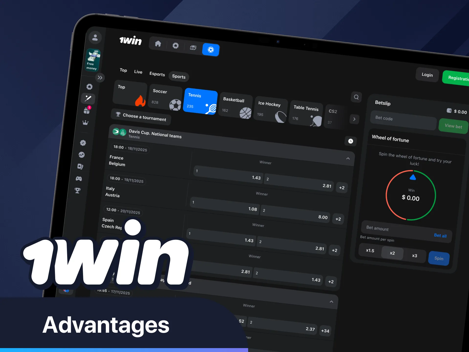 1Win'de tenis heyecanını ve ödüllerini keşfedin.