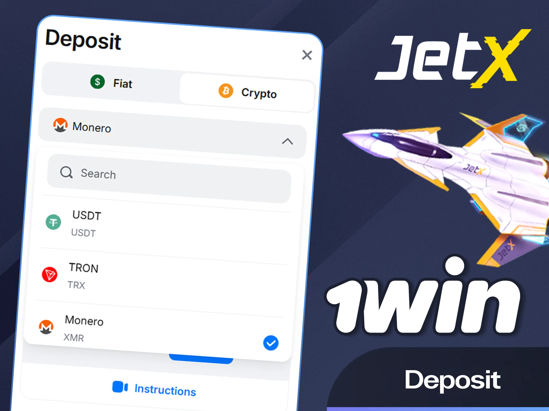 Deposit funds to play Jet X on the 1win website India today.