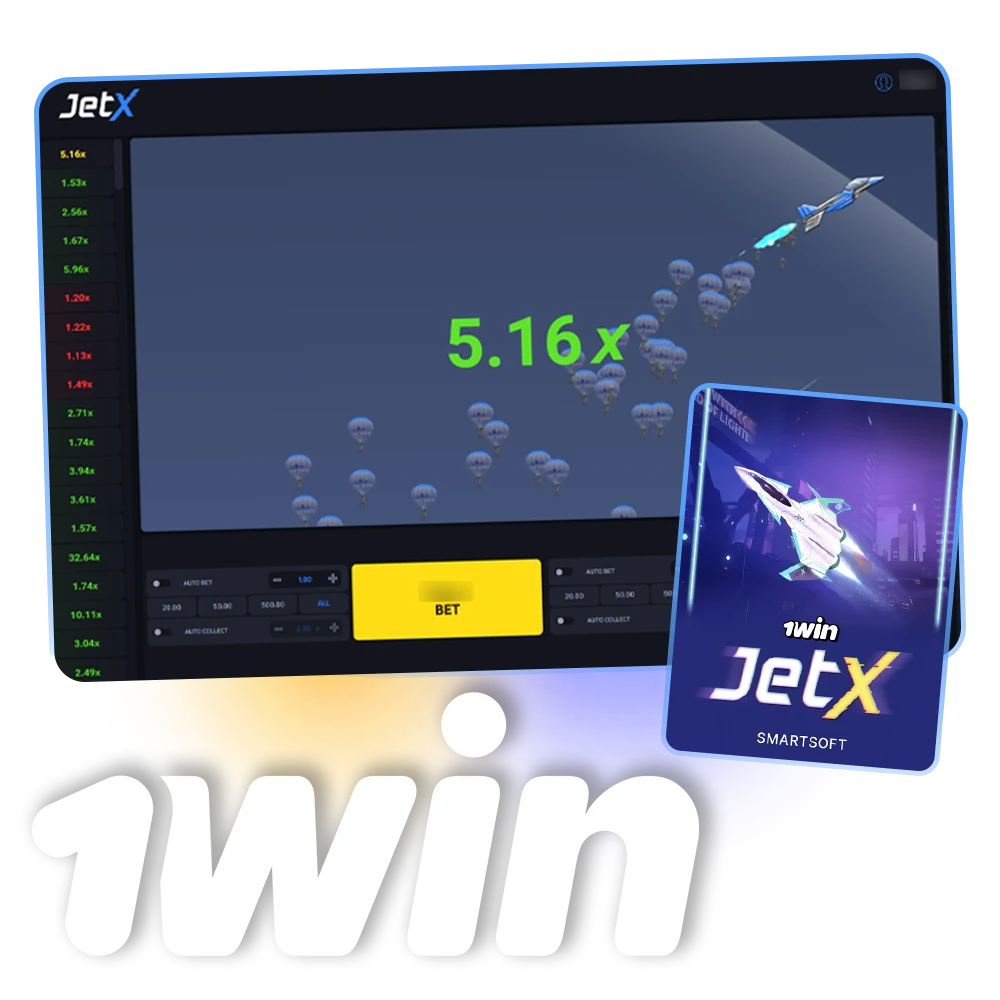 Play Jet X for real money on the official 1win website now.