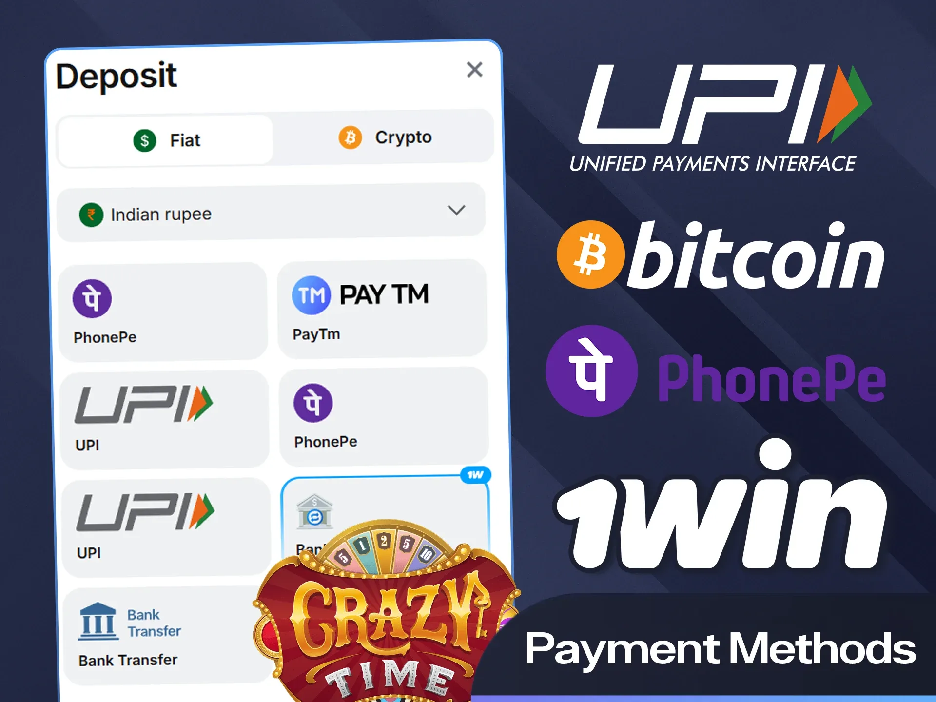 1win'in resmi web sitesinde mevcut tüm ödeme seçeneklerini inceleyin.