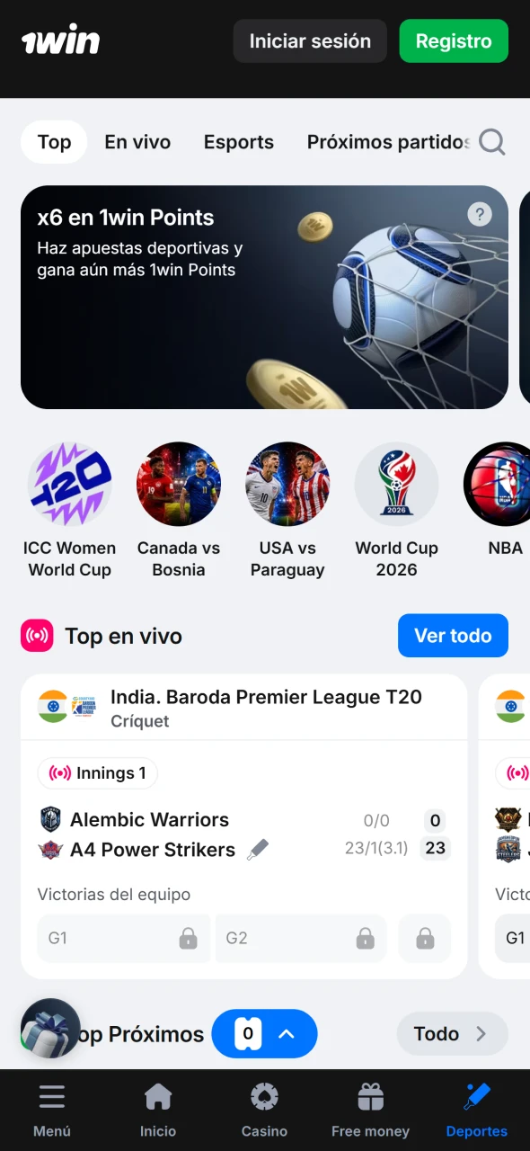 Únete a 1win y haz que tus pronósticos deportivos cuenten.