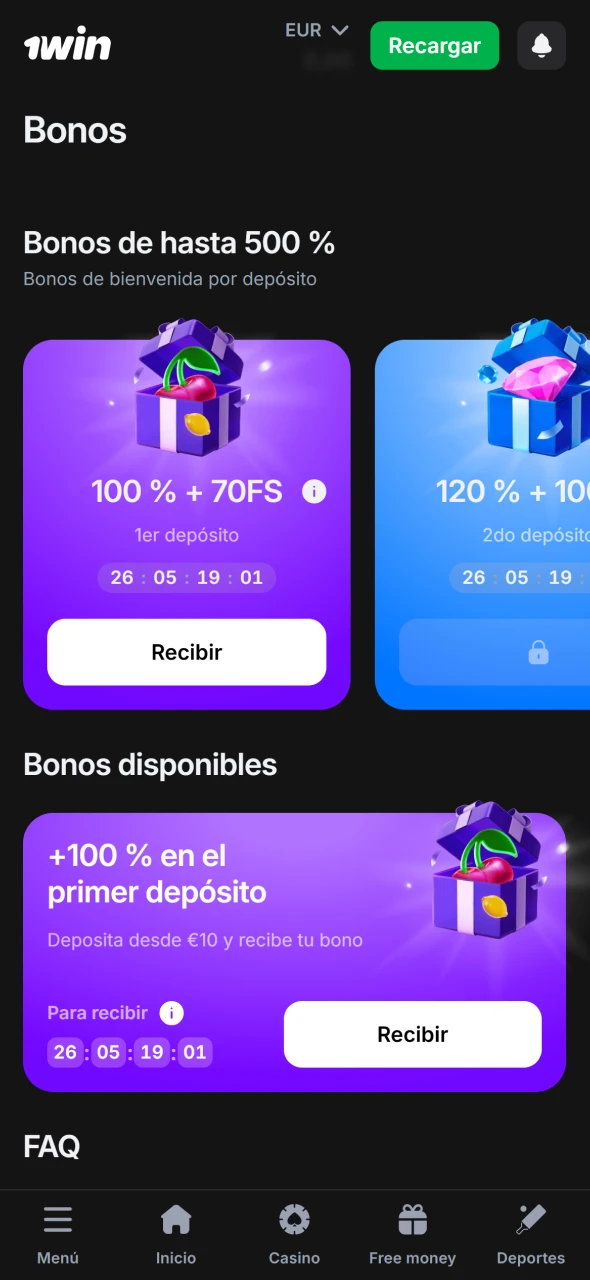 Descubre los bonos de 1win disponibles y elige tu recompensa.